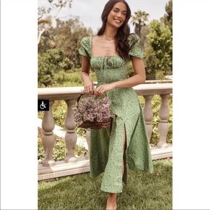 House of CB Tallulah Green Floral MIDI Dress